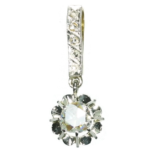 White gold Art Deco rose cut diamond pendant